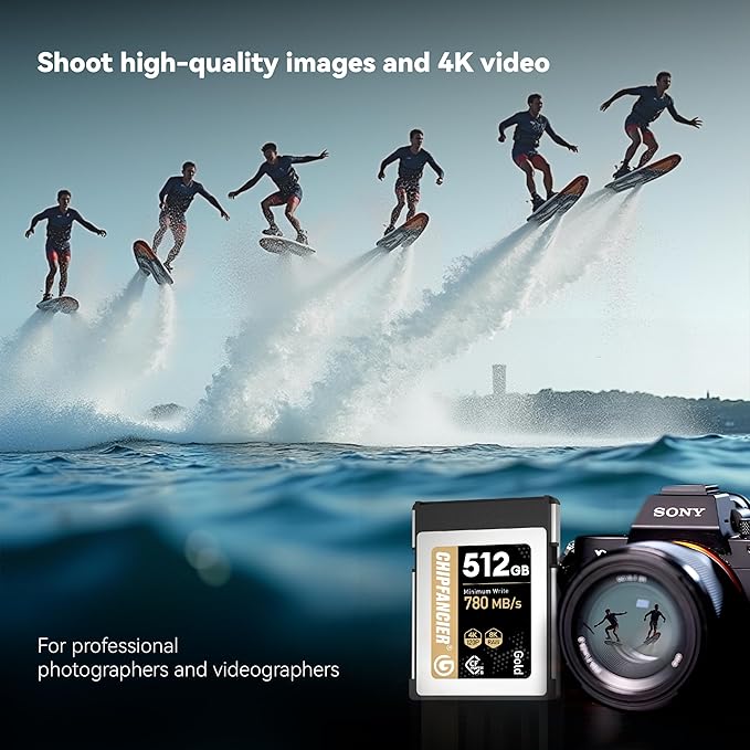 CHIPFANCIER CFexpress 2.0 Type B 2 * 968GB Memory Card Up to 1750MB/s Read 1420MB/s Write-Raw 8K Video Recording Compatible with Nikon D5/D6/Z7/Z9 Panasonic Canon EOS DJ for Photographers Gold