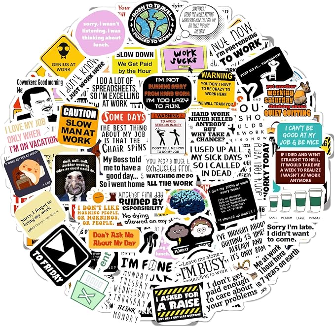 BulbaCraft 100Pcs Funny Work Stickers for Adults, Stickers for Adults Work, Adulting Decals Work, Coworker Laptop Decals, Gifts for Women & Men