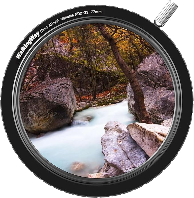 WalkingWay 77mm True Color ND Filter Variable ND2-32 (1-5 Stops) Neutral Density Filter Adjustable ND4 ND8 ND16 Filter VND 0.3-1.5 for Camera Lens