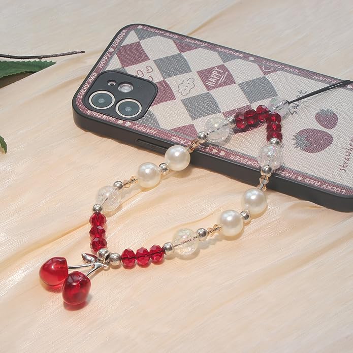 Cute Digital Camera Wrist Strap,Beaded Phone Charms wristlet Strap,Kawaii Bracelet Wrist Lanyard,Charm Holder for Women