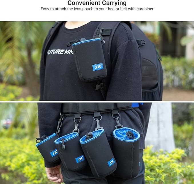JJC Drawstring Neoprene Camera Lens Pouch Case, Protective Lens Bag for DLSR Mirrorless Lenses Up to 3.9 x 11.0" (D X H) for Canon EF 70-200mm EF 100-400mm EF 70-300mm AF-S 70-200mm and More