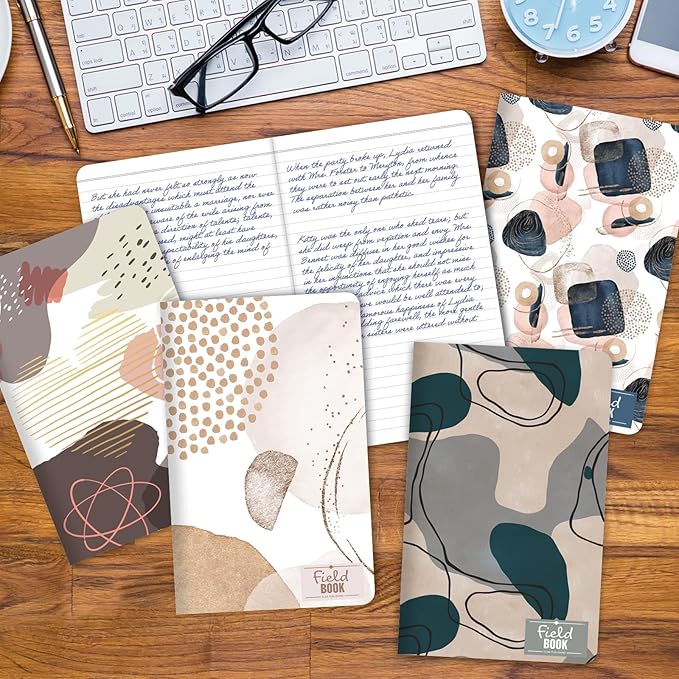 Elan Publishing Company 5 x 8 Field Book 5 Pack Set - Line Text/Boho