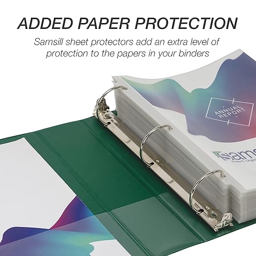 Samsill Durable 2 inch 3 Ring Binder, Made in USA, D Ring Binder, FSC 100% Recycled Chipboard, Green, 4 Pack