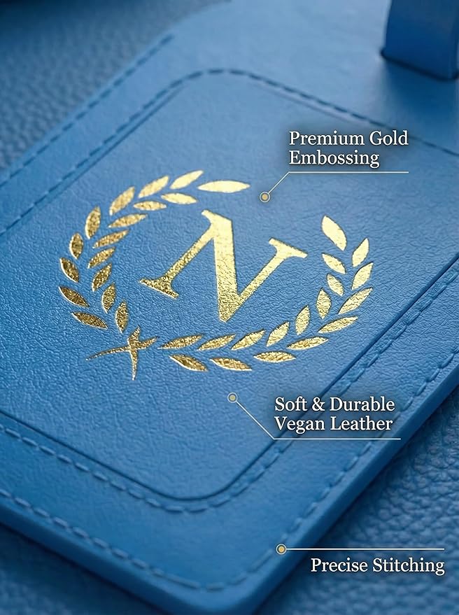 Luggage Tags for Suitcases 6 Pack PU Leather Travel Bag Tags with Privacy Cover & Stainless Steel Buckle, Vegan Leather Name ID Labels for Travel Bags, Cruise, Airline, Backpack, Baggage Identifier(N)