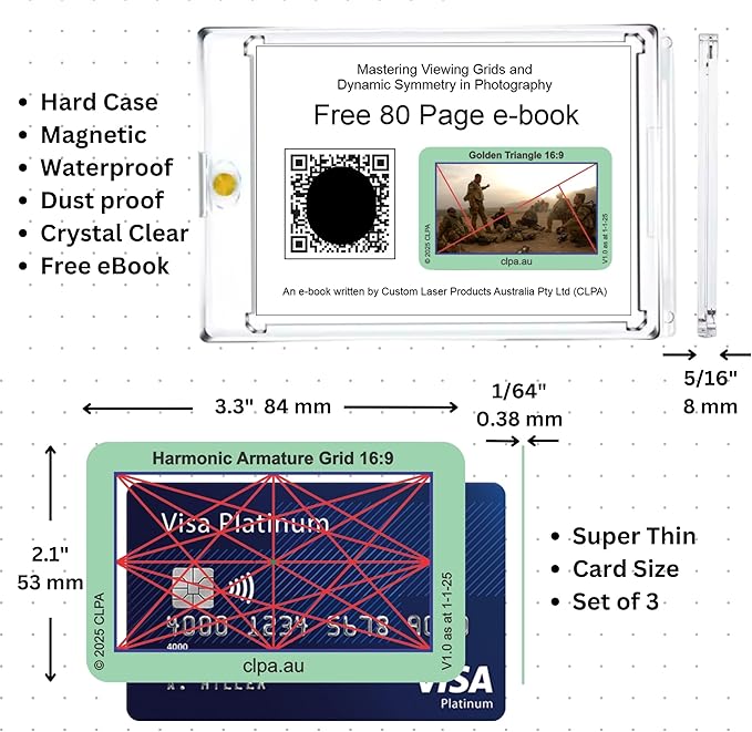 CLPA Harmonic Armature Viewfinder: Credit Card-Sized Composition Grids for Video, Photography & Art in 4:3, 3:2, & 16:9