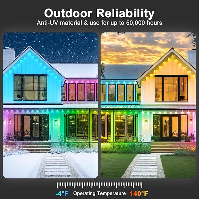 Permanent Outdoor Lights,150FT RGB Eave Light,IP67 Waterproof Lighting for House,Smart LED with App/Remote Control for Outdoor Decor,Garden Decor,Party,Holiday