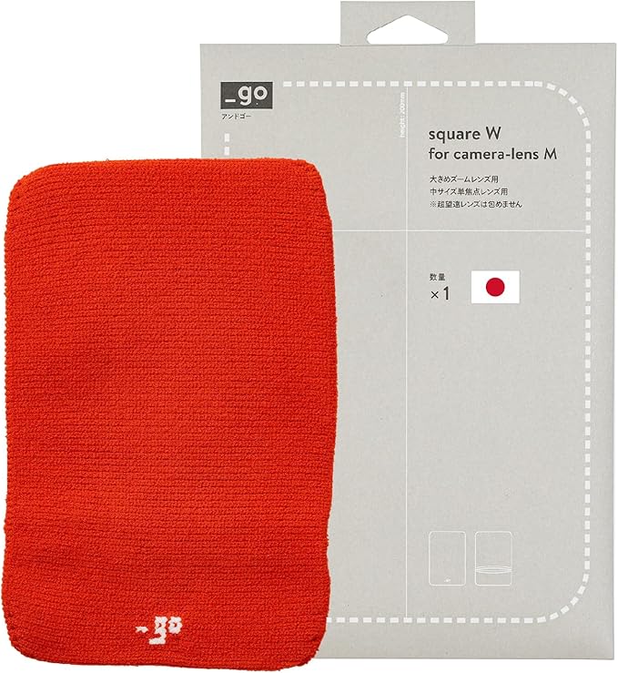 PACKING KNIT_GO Camera Lens Cover, Square W, Made in Japan, M size, Orange