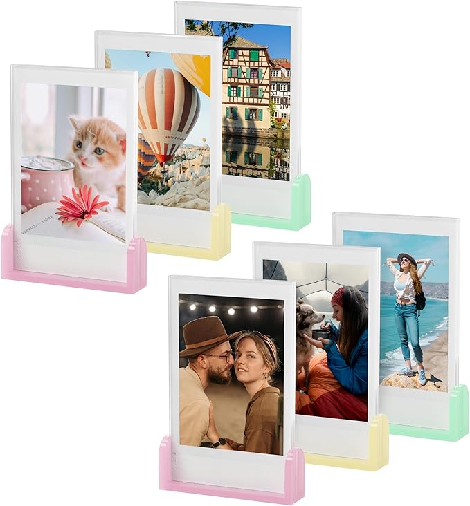 Instax Mini Frame, Polaroid Frame for Photos, 2x3 Picture Frames for Polaroid Fujifilm Instax Mini Film, Colorful Baby Photo Frames, Small Wallet Size Picture Display (6 Pack)