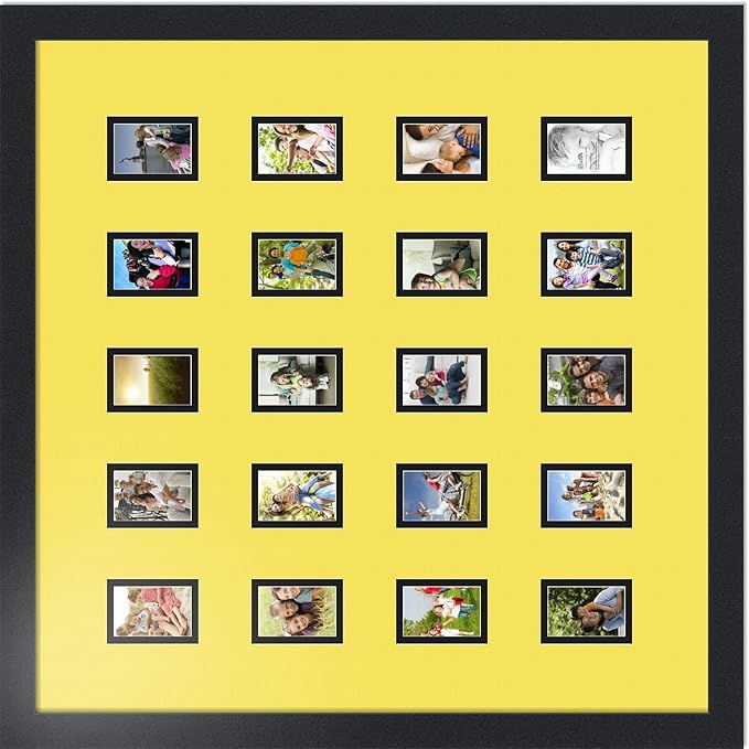 Art to Frames Double-Multimat-398-47R/89-FRBW26079 Collage Photo Frame Double Mat with 20-2x3 Openings and Satin Black Frame
