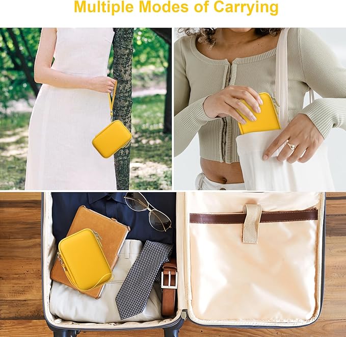 Canboc Carrying Case for KODAK Mini 2 Retro 4PASS Portable Photo Printer/KODAK Mini Shot 2 Retro 4PASS 2-in-1 Instant Digital Camera, Mesh Bag fits Photo Paper and Cable, Yellow