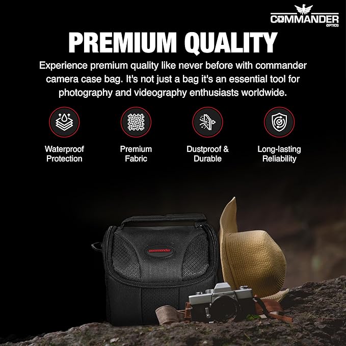 Small Camera Bag - Water Resistant, Soft Padded, Compact Travel Bag for Canon EOS, Nikon, Sony & More DSLR Cameras/Camcorders Ample Storage and Protection for Your Equipment (Small)