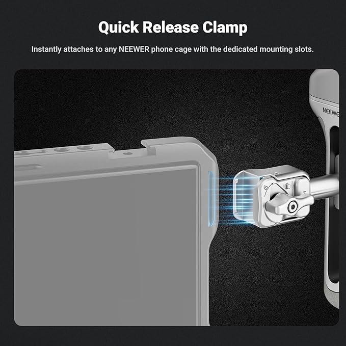 NEEWER Quick Release Side Handle with Anti Off Cold Shoe, 360° Rotation, Nonslip Grip, Compatible with iPhone 17 Pro Max 16 S25 Ultra Phone Cage Accessories, PA148 (Silver)