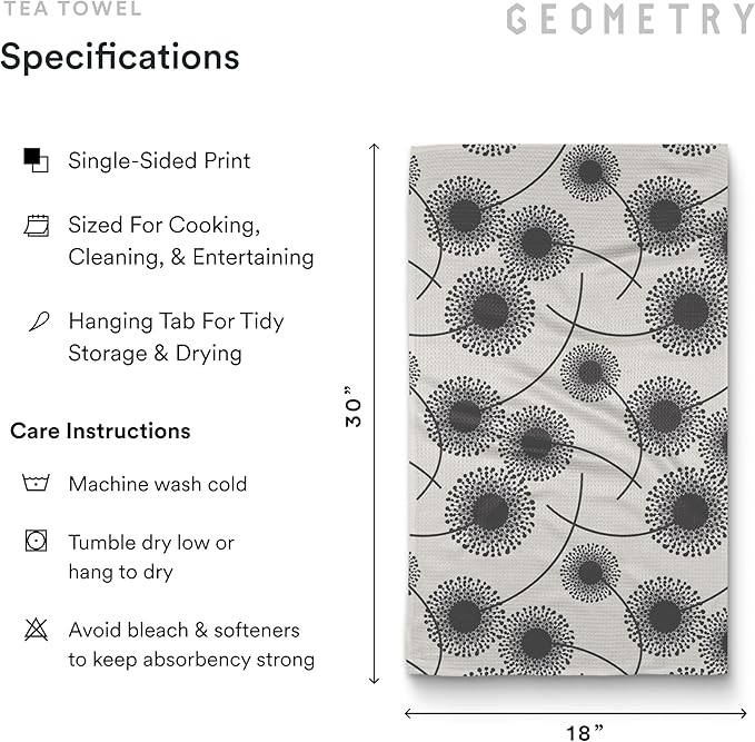 GEOMETRY Kitchen Tea Towels - Quick Dry Microfiber Dish Towels for Kitchen Linen Breeze, 18" x 30" 2 Pack