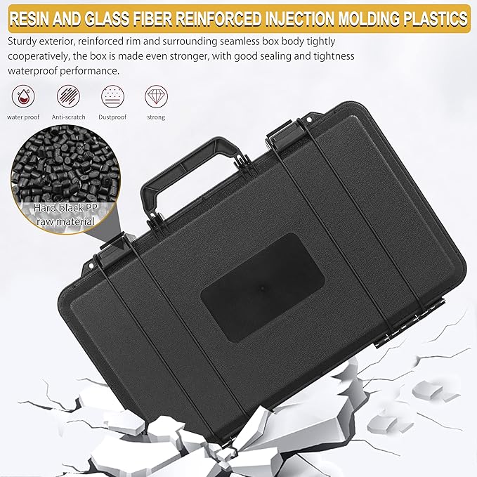 ITHWIU Protective Hard Case Shockproof Water-resistant with Customized DIY Foam Insert fit for Camera, etc, 17.3 X 11.5 X 4-Inch