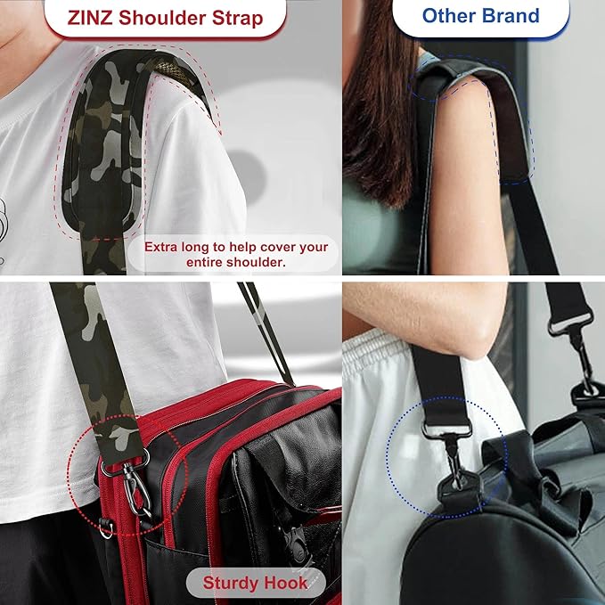 ZINZ 79.5" Universal Strap with Ultra-Thick Fixed Breathable Pad - Adjustable Heavy-Duty Shoulder Strap for Laptop, Crossbody, Luggage, Gym, Camera Bag and More,Camouflage Green