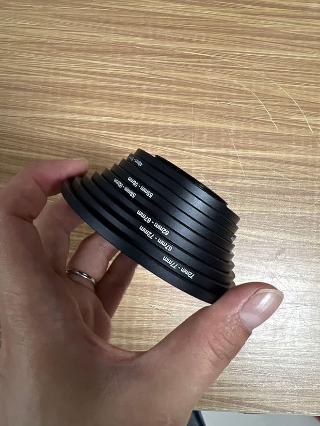 Camera Lens Filter Adapter Ring Kit, Step Up and Step Down, 37mm-82mm, Aluminum Alloy, 9 Piece Set, Black (9PCS up 37 to 82)
