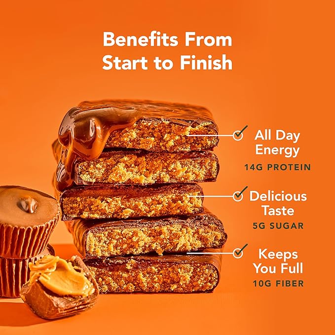 ALOHA Organic Plant Based Protein Bars - Peanut Butter Cup Bar - 12 Bars, Vegan, Low Sugar, Gluten-Free, Low Carb, Non-GMO, No Stevia, No Erythritol