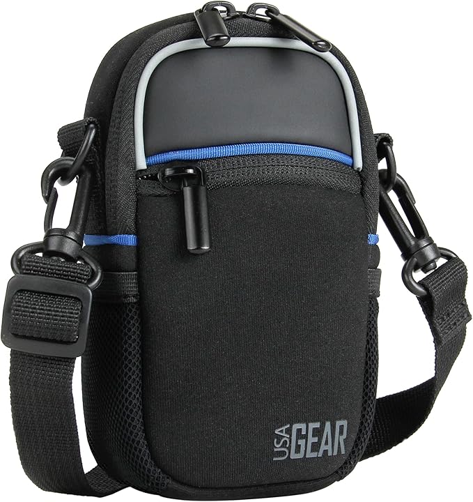 USA Gear Compact Camera Case Point & Shoot Camera Bag with Accessory Pockets, Rain Cover & Shoulder Strap Works W/Sony CyberShot, Canon PowerShot ELPH, Nikon COOLPIX, Olympus & More
