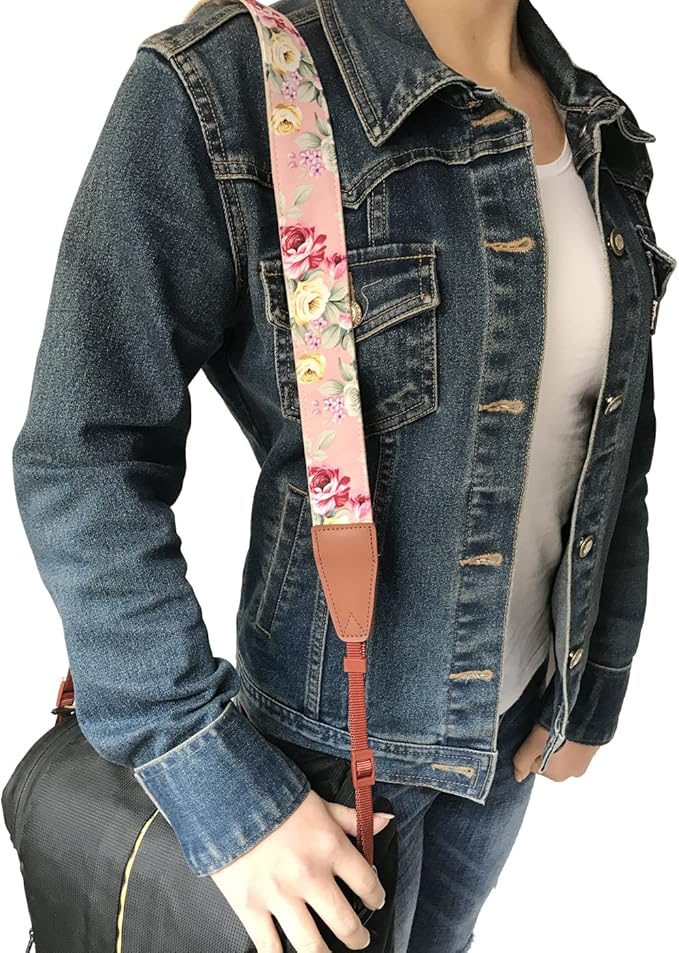 Alled Camera Strap Neck, Adjustable Vintage Floral PInk Camera Straps Shoulder Belt for Women/Men,Camera Strap for Nikon/Canon/Sony/Olympus/Samsung/Pentax ETC DSLR/SLR
