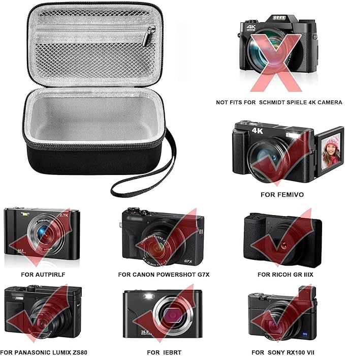 Digital Camera Case Compatible with Duluvulu for Oiadek for Zostuic for TEBNGIHNM for Canon G7 X Mark III/II 4K Vlogging Camera. Storage Holder Bag for Canon PowerShot (Box Only) - Grey Inner