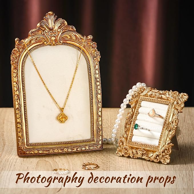 2 Pcs Vintage Ring Holder Jewelry Display Stand for Vendors Necklace Jewelry Organizer with Velvet Backing for Women Engagement Wedding Anniversary(Classic,White)