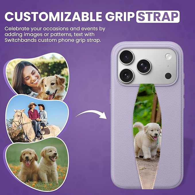Switchbands Universal Phone Grip Strap – Pack of 2, Customizable & Reversible Elastic Phone Strap Grip Holder, Ultra-Slim Hand Strap for Phone Case for Almost All Phone Cases - Cheetah Chick