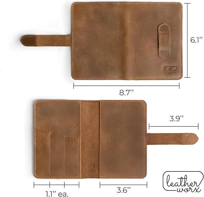 Rustic Cover for Field Notes (3.5 x 5.5 in. Notebook not Included) with Pen Slots, Protective Storage for Journal, Full Grain Leather, Handmade (Single Malt Mahogany)