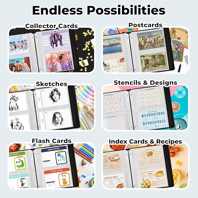 Dunwell 5x7 Photo Sleeves for 3-Ring Binder, (25 Pack) for 100 Pictures, Each Sheet Holds Four 5 x 7 Pictures or Postcards, Acid-Free Poly Plastic Photo Album Refill Pages