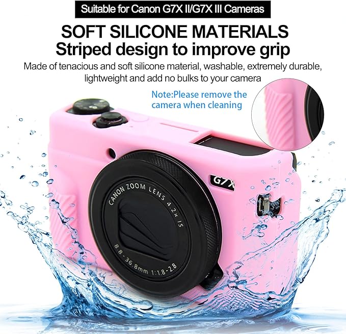 Easy Hood G7X Mark II Case G7X Camera Silicone Case, Soft Silicone Protective Cover for Canon Powershot G7X Mark II DSLR Camera (Pink)