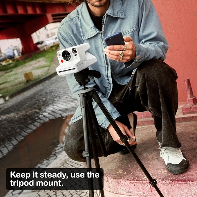 Polaroid Now+ 3rd Generation i-Type Instant Camera + 8 i-Type Color Film Bundle, Bluetooth Connected App Controlled, White, Polaroid Camera Bundle with a Lumintrail Lens Cleaning Cloth