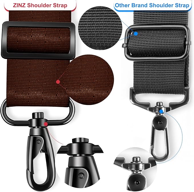 ZINMARK Shoulder Strap 59 inch, Extra-Thick Fixed Cushion Pad and Dual Clasps Universal Replacement Strap for Bags, Camera, Crossbody，Lawn mower Brown