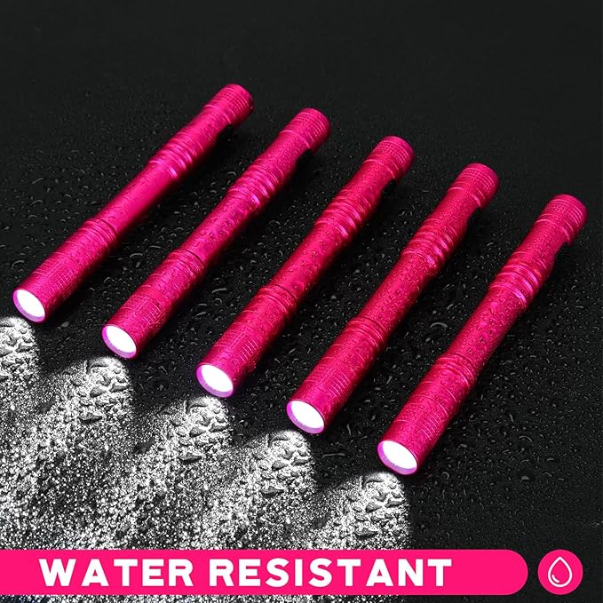 Hortsun 20 Pcs Mini Pen Light Flashlights Christmas Gifts for Men Pocket Flashlights Pen with Clip Small LED Handheld Slim Torches Without Battery(5.12 Inch,Rose Pink)
