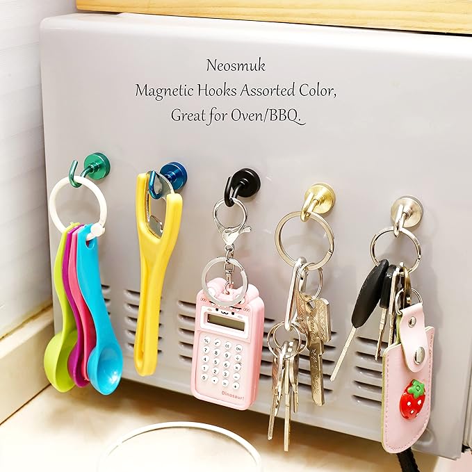 Neosmuk Magnetic Hooks, Cruise Ship Essentials, 30lb+ Heavy Duty Magnetic Hooks for Cruise Cabins, Refrigerator, Grill, Hanging, and Travel | Extra Strong Must-Haves Magnet Hook,RoyalBlue,5 Pack