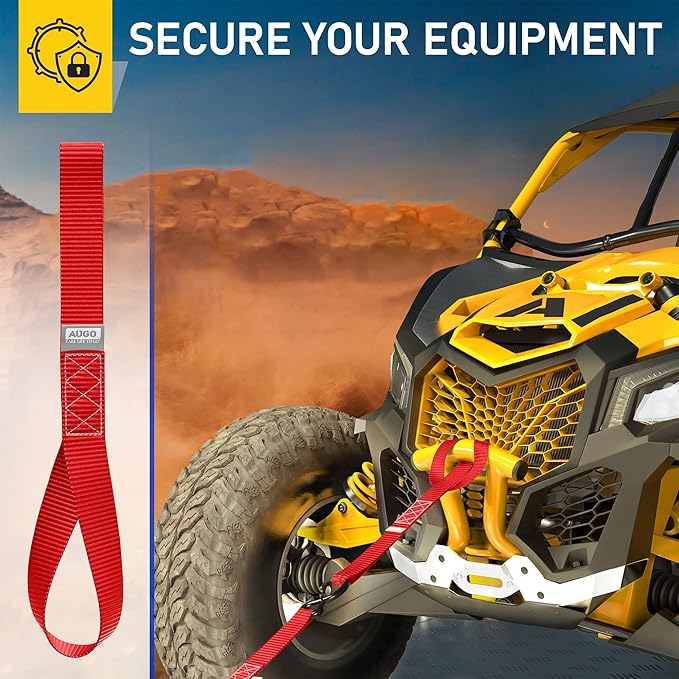 AUGO Heavy Duty Soft Loops –Pack of 6-1.5” x 17” Tie Down Anchor Straps for Use w/Ratchet Strap Hooks – 3000Lb Load Capacity & 10,000Lb Break Strength – Great for Motorcycle, Bike, Roof Rack, Etc.