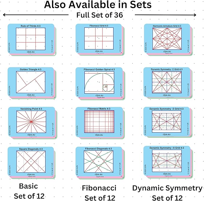 CLPA Dynamic Symmetry Viewfinder Set: Harmonic Armature, and Dynamic Symmetry Root 2, Root 3 and Root 4 for Art, Photography, & Video