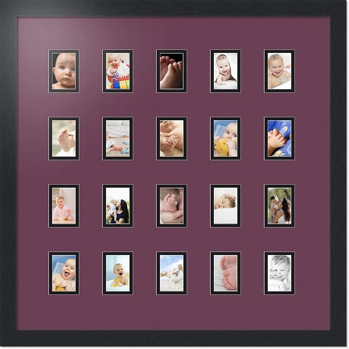 Art to Frames Double-Multimat-398-815/89-FRBW26079 Collage Photo Frame Double Mat with 20-2x3 Openings and Satin Black Frame