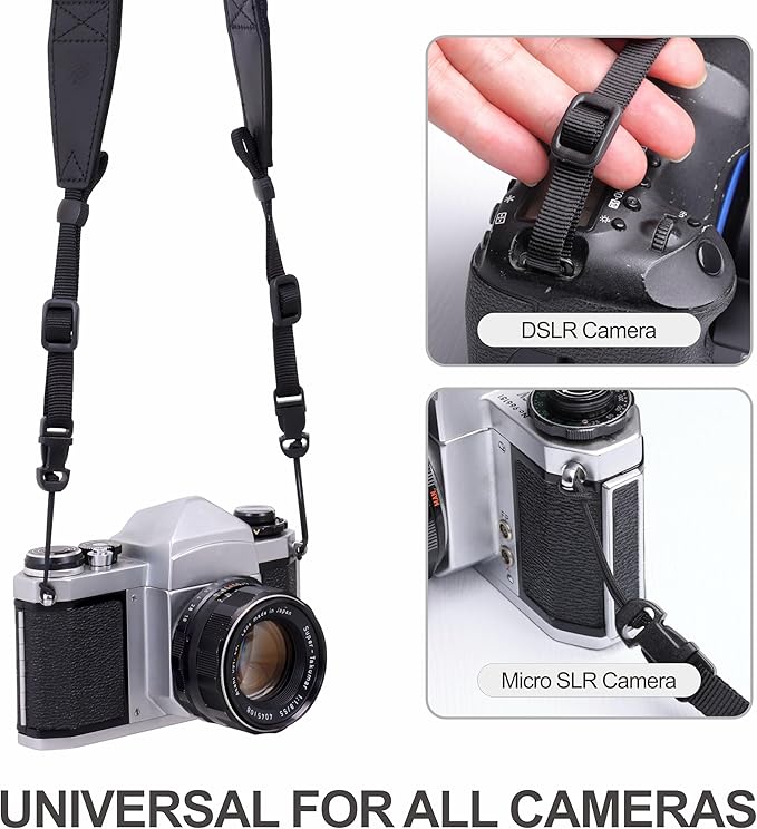 Padwa Lifestyle Adjustable Camera Strap - 1.5" Top Layer Cowhide Head Camera Straps for Photographers, Cotton Adjustable Neck Shoulder & Crossbody Strap Quick Release for All Cameras and Binoculars