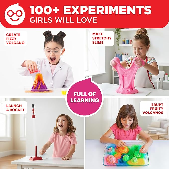 Doctor Jupiter Girls' First Amazing Science Kit for Kids Ages 4-5-6-7-8 | Birthday Gift Ideas for 4+ Year Old Girls | Learning & Educational Projects | STEM Toy with 100+ Experiments