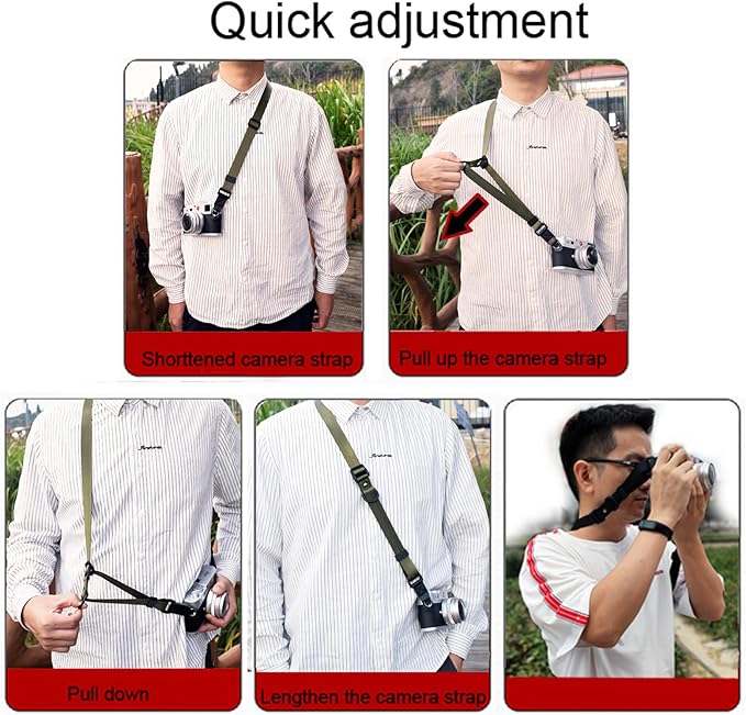 Symuitrc Camera Strap, Quick Release Adjustable Camera Neck Shoulder Sling Strap for Mirrorless and DSLR Cameras Green