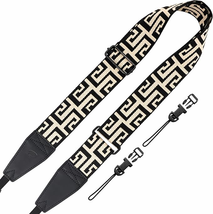 Padwa Lifestyle Adjustable Camera Strap - 2" Top Layer Cowhide Head Camera Straps for Photographers, Cotton Adjustable Neck Shoulder & Crossbody Strap Quick Release for All Cameras and Binoculars