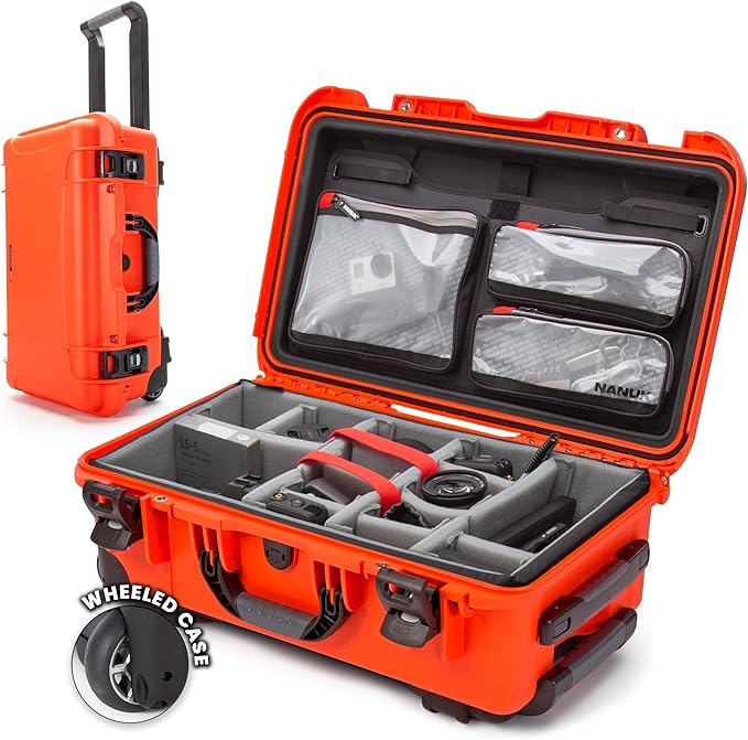 Nanuk 935 Pro Photo Kit – Waterproof Travel Camera Hard Case with Padded Dividers and Wheels, 22” x 14” x 9” - Dustproof and Impact Resistant, Airline Carry-On Approved – Orange