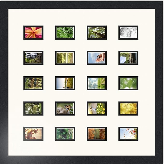 Art to Frames Double-Multimat-398-824/89-FRBW26079 Collage Photo Frame Double Mat with 20 - 2x3 Openings and Satin Black Frame