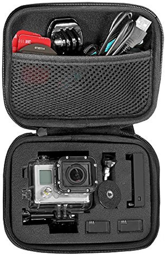 Small Carrying Case Compatible with Gopro Hero 13 12 11 9 8/AKASO EK7000 Brave 4 Brave 7/DJI Osmo Action 5 Pro/ODDV/APEXCAM/Pro Xtreme Action Camera, EVA Storage Bag