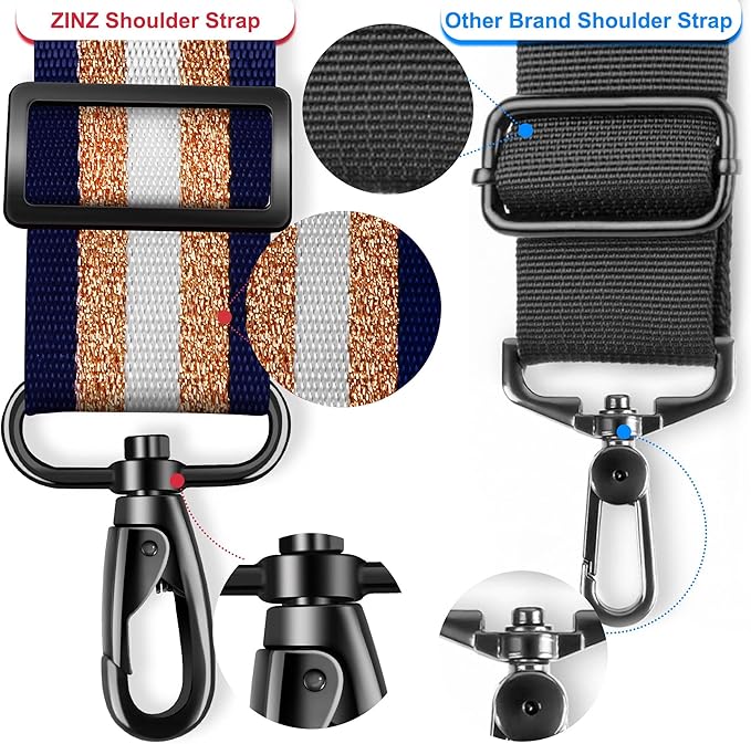 ZINMARK Shoulder Strap 59 inch, Extra-Thick Fixed Cushion Pad and Dual Clasps Universal Replacement Strap for Bags, Camera, Crossbody，Lawn mower Blue Gold Jacquard