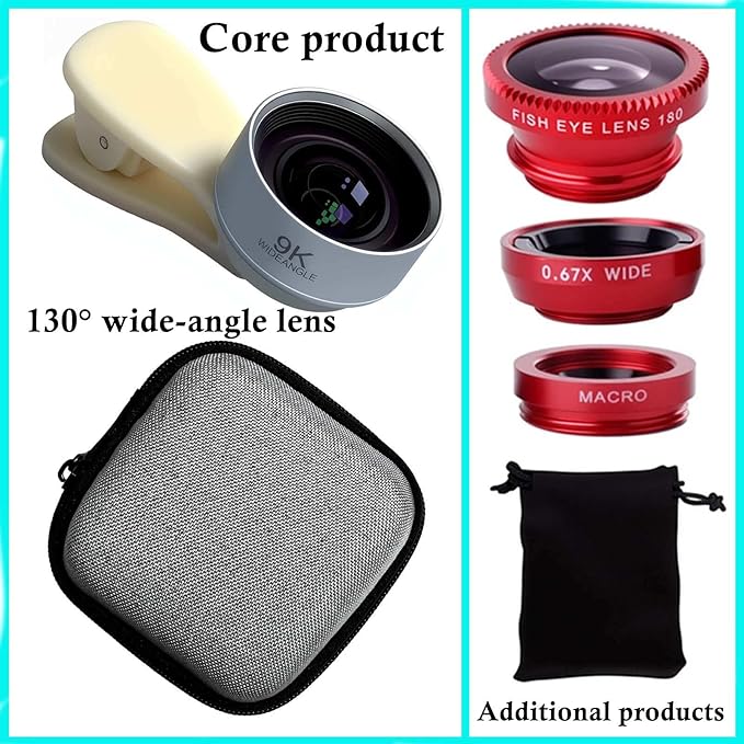 Wide-Angle Macro Fish-Eye Camera Lens Kit, for Smart Phones, Tablet Computers, ipad Laptop.External Expansion Add-on Lens
