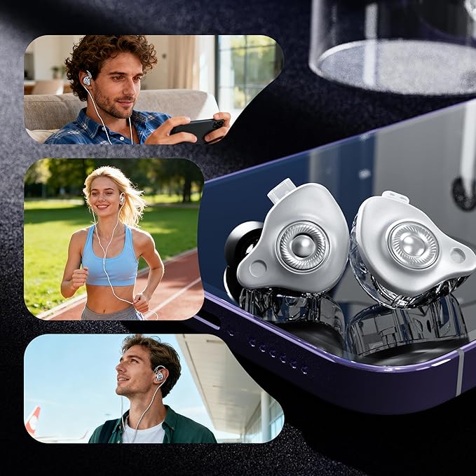in Ear Monitor Headphones Without Mic, 10mm Dynamic Driver HiFi IEM Earphones, Crystal Clear Sound IEM Earbuds with Detachable 4N OFC Cable, 3.5mm Wired Gaming Earbuds