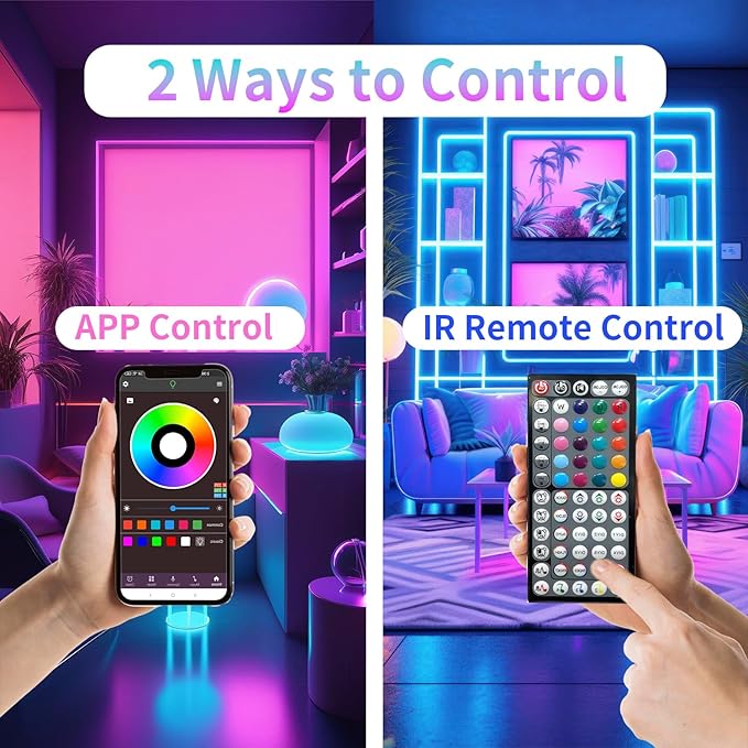 290FT LED Lights for Bedroom, RGB LED Strip Lights Music Sync Color Changing Effects, DIY Cuttable Led Light Strip with Remote and App Control Led Lights for Room Decor (3 Rolls of 97ft)