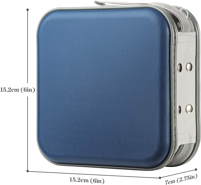 alavisxf xx CD Case, 48 Capacity Hard Plastic DVD Case Portable Zipper CD Case Holder Large Storage Disc Wallet Bag for Car Home Travel (Dark Blue, 48 Capacity)
