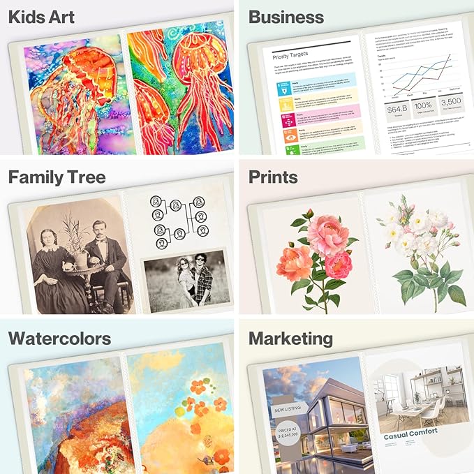 CRANBURY 9x12 Presentation Book (Black), 24-Pocket Folder with Clear Plastic Sleeves, Displays 48 Pages of 9 x 12 or A4 Documents, Certificates, Kids Art, Keepsakes, Acid-Free Portfolio Binder