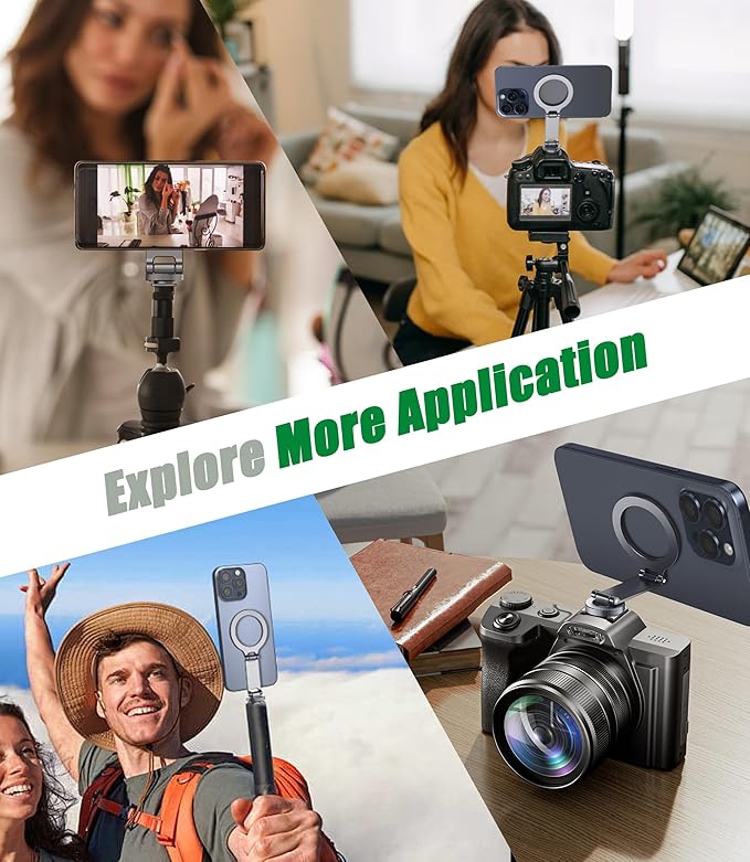 Orzero Camera Cold Shoe Magnetic Phone Holder Flexible Phone Tripod Mount Adapter for DJI Ronin SC Google Pixel 10 / iPhone 16/15/14/13/12Series Samsung Canon Nikon DSLR Photography Accessories (Grey)